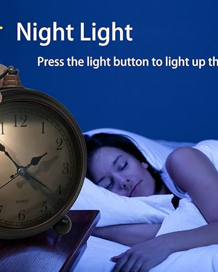 TooTa Vintage Retro Analog Alarm Clock, 4 inch Super Silent Non Ticking Small Clock with Night Light, Battery Operated, Simply Design, for Living Room, Bedroom, Bedside, Desk, Gift Clock (Arabic)