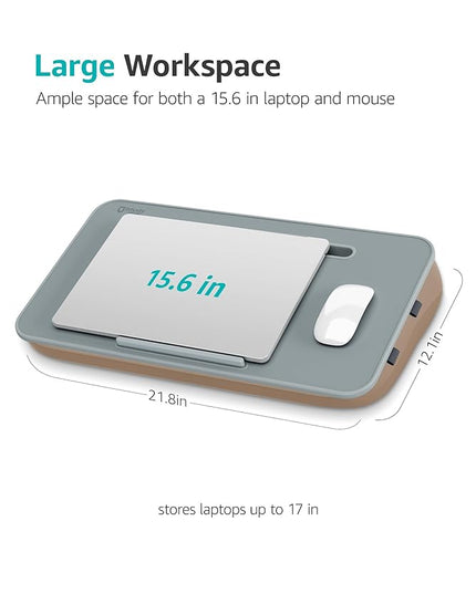 Istudyniture Lap Desk | Portable Laptop Desk & Stand – Fits Up to 17 inch – Washable Cushion, Built-in Phone Holder – for Bed, Couch, Sofa, Floor – Writing, Reading, Home Office – Large, Coffee