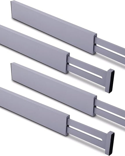 Utoplike Bamboo Drawer Dividers Large, Gray Kitchen Drawer Organizers Adjustable, Spring Loaded, Works in Dresser, Bathroom, Bedroom, Desk, 4 pcs, 2.4" H