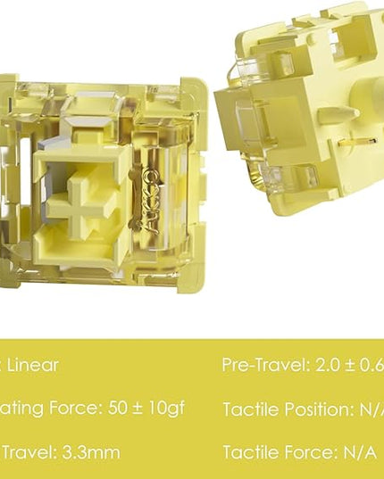 Akko V3 Creamy Yellow Pro Keyboard Switch with Dustproof Stem for Mechanical Gaming Keyboard, 5-Pin 50gf Linear Switches (45pcs)