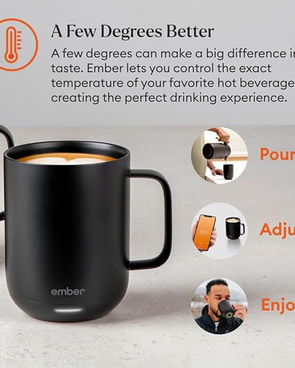 Ember Temperature Control Smart Mug 2, 10 Oz, App-Controlled Heated Coffee Mug with 80 Min Battery Life and Improved Design, Black
