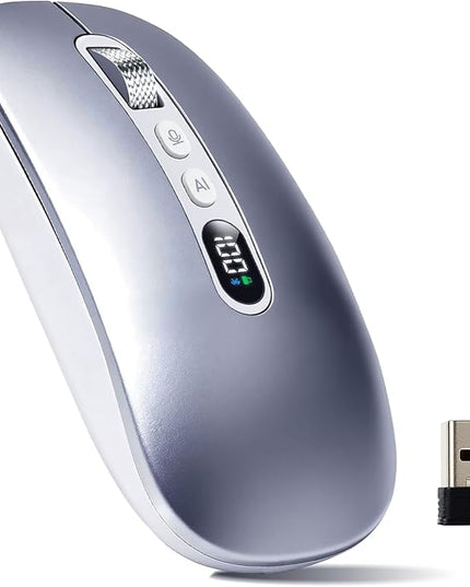 AI Wireless Mouse for Laptop PC- Enabled Bluetooth Mouse with Voice Recording & AI Summarize,Ergonomic Presenter Laser Pointer Remote,USB Rechargeable High-Performance Office Device