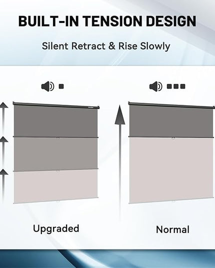 RAUBAY Retractable Pull Down Grey Screen Backdrop - 78.7" x 86.6" Collapsible Wall-Mount Background for Professional Video Production, Photography, TikTok and Video Conferencing
