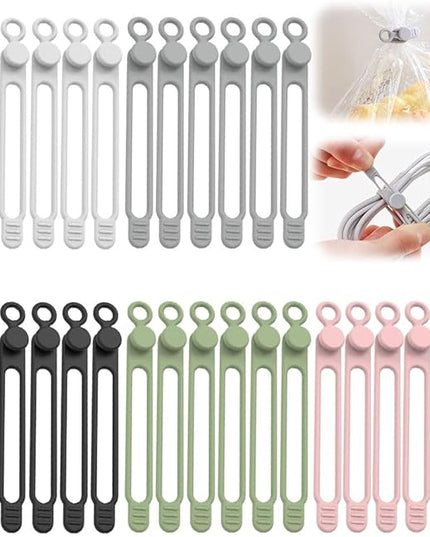 30pcs Data Cable Organizer, 2025 New Silicone Cable Ties Cable Management Organizer, 106mm Reusable Cord Organizers, Colorful Wire Organizers for Cords (30)