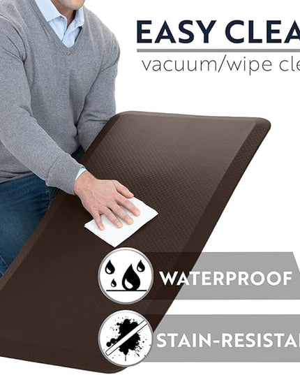 KANGAROO Thick Ergonomic Anti Fatigue Mats for Kitchen Floor, 58x20, Cushioned Standing Office Desk Mat, Waterproof Scratch Resistant Topside, Supportive All Day Comfort Padded Foam Rugs, Brown