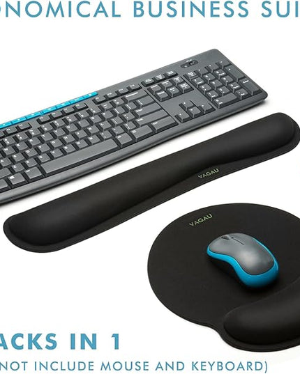 Comfy Mee Premium Memory Foam Keyboard and Mouse Wrist Rest Pads Set- for Comfortable Typing &Wrist Pain Relief (Pack of 2)