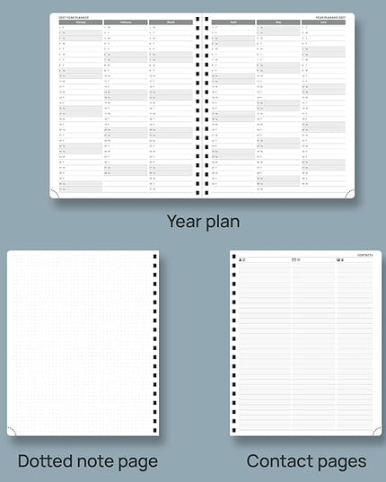 POPRUN 2026 Planner Weekly Notebook Calendar (Jan-Dec), Large Size 8.5'' x 10.5'' - Agenda 2026 Appointment Book with Monthly Tabs, Inner Pocket, Spiral Soft Cover, 100 GSM - Soft Pink
