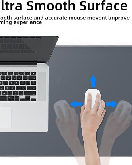 Galdas Gaming Mouse Pad XXL XL Large Long Extended Big Mousepad Non-Slip Rubber Keyboard Mouse Pad with Stitched Edges for Laptop Home Office (31.5x11.8x0.08 Inch) -Grey