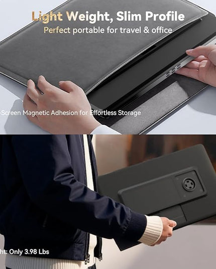 FQQ 15.6" Detachable Laptop Screen Extender, FHD 1080P IPS Dual/Triple Portable Monitor for Laptop, USB-C/HDMI Plug & Play, Multi/Extra Travel Display Computer Monitor for 12-18.5" Win/Mac/Android-S9H