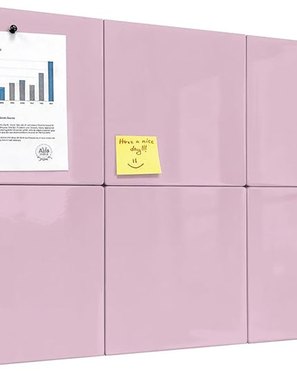 Comix Magnetic Dry Erase Board, 6 Pack, 11.8 x 11.8 Inches, Modular Whiteboard for Fridge, Office and Home, Small White Board Dry Erase Set for Kids, Students, Kitchen Organizer and Planner, Pink
