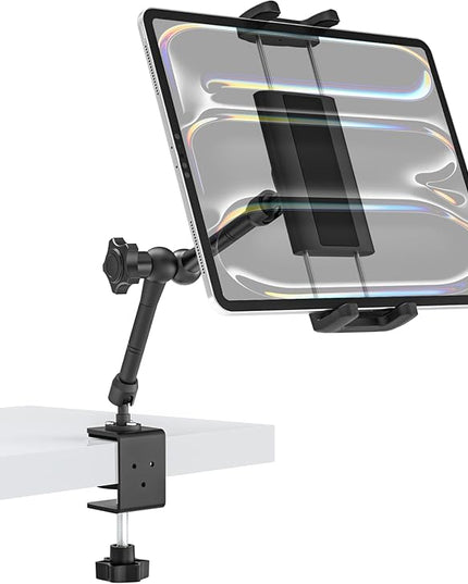 Charchendo Tablet Stand for Desktop, 360° Rotating iPad Holder - Multi-Angle Aluminum Adjustable & Foldable Desk Mount, Compatible with 4-15.6'' iPad Pro/Air/Mini, iPhones, Galaxy Z, E-Book