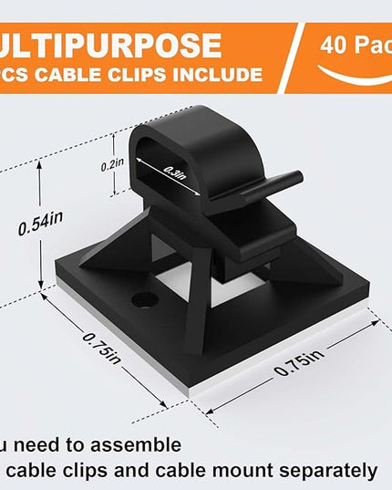 140 Pack 3/4" Zip Tie Adhesive Mounts Self Adhesive Cable Base Holders with Multi-Purpose Tie wire clips with screw hole,Anchor stick on wire holder,Black