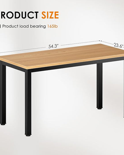 DlandHome Large Computer Desk, Composite Wood Board, Decent and Steady Home Office Desk/Workstation/Table 54.3inch Teak Black