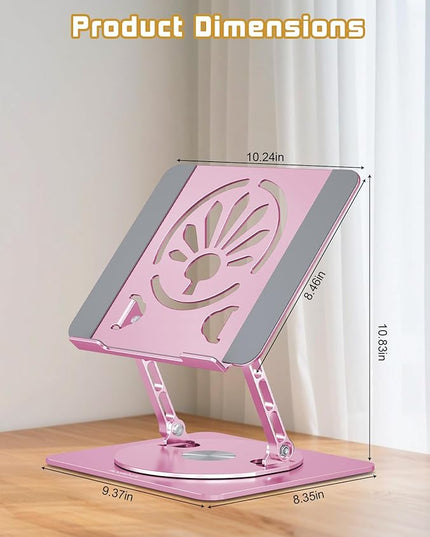 Adjustable Laptop Stand for Desk-360° Rotating Foldable Laptop Holder Ergonomic Laptop Riser for MacBook Pro/Air Dell HP Lenovo Notebook up to 16",Pink