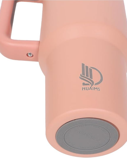 40oz Insulated Tumbler with Handle, Leakproof Straw Lid & Carry Handle - Double Wall Vacuum Insulation Keeps Ice 24 Hours, BPA Free Stainless Steel Water Bottle (Melon)