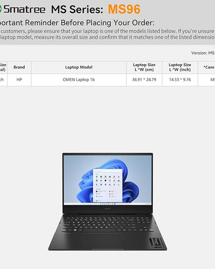 Smatree MS96 Hard EVA Protective Sleeve with Stand Compatible for 16.1 inch HP OMEN Laptop 16-n0797nr/16-k0797nr, Waterproof and Anti-Shock Bag