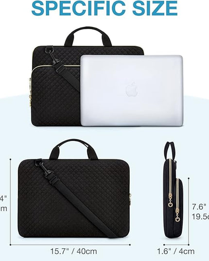 BAGSMART 15.6 Inch Laptop Sleeve Case Compatible with MacBook Pro 16 Inch,15.6 Inch HP,Dell,Acer Aspire,Asus Notebook, Protective Laptop Bag for Women with Shoulder Strap,Pocket,Handle, Black