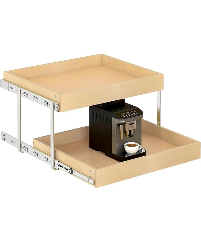 WelFurGeer 2-Tier Pull Out Cabinet Organizer with Soft Close Slides, Pull Out Drawers for Cabinets, Heavy-Duty Slide Out Drawers for Kitchen Cabinets, Under Sink, Pantry & Bathroom