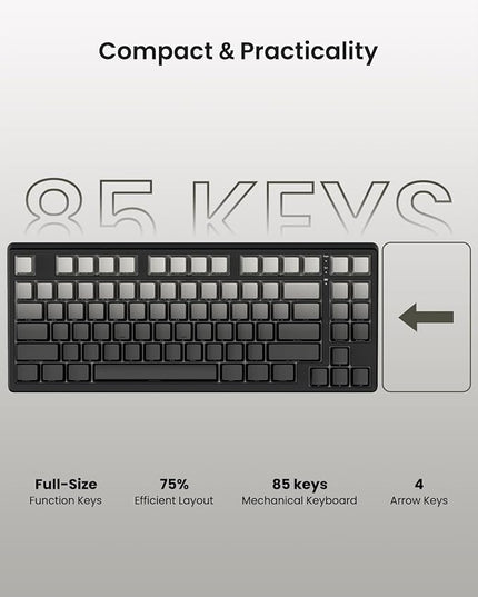 Wireless Mechanical Keyboard,Gasket Mounted Creamy Sound,Bluetooth/2.4GHz/USB-C,Side Printed PBT Keycaps with RGB Backlit, Hot Swappable,75% Compact Layout for Gaming/Typing/Win/Mac/PC(Gradient Gray)