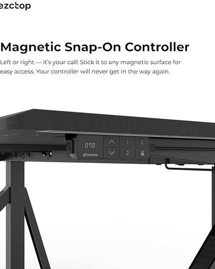 DEZCTOP Revon Elite Electric Standing Desk, 59" x 31.5" Large Work Surface, Height Adjustable (25.6"-51.2"), Sturdy Keel Frame, with Magnetic Modular System, Anti-Collision, Ash Black for Home Office