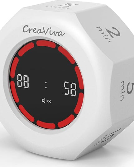 Pomodoro Timer, Flip Cube with 7 presets Countdown, Count up, Rechargeable Small Portable Visual Focus Stopwatch for ADHD, Kids, Classroom, Kitchen, Work, Study, Productivity (Floral White)