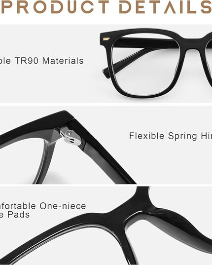 PANNER Oversized Square Blue Light Blocking Glasses for Women Men Anti Glare Reduce Eyestrain Computer Glasses