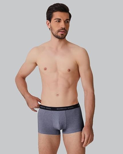 BAMBOO COOL Men's Ultra Breathable Underwear,No Riding Up Boxer Briefs with ComfortFlexible Waistband,Multipack