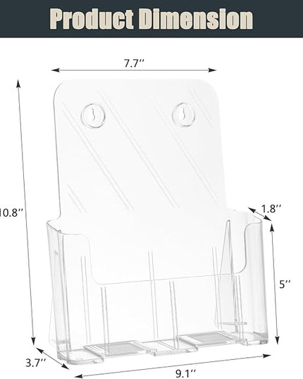 Acrylic Brochure Holder 8.5x11 Inches Slant Back Design, Clear Display Stand, Plastic Table Stand Sign Holder,Pamphlet Holder Flyer Holder, Acrylic Display Stand, Acrylic Table Signs Plastic Paper Holder for Office, Home, Store, 4 Pack