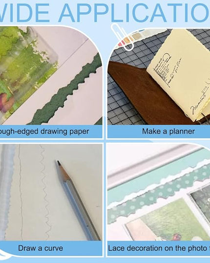 AHANDMAKER 1Pc Tearing Ruler Deckle Edge Tool Acrylic Transparent Paper Crafting Ruler for Scrapbooking Card Making Watercolor Journaling Christmas Birthday Gift Decoration 11.34in