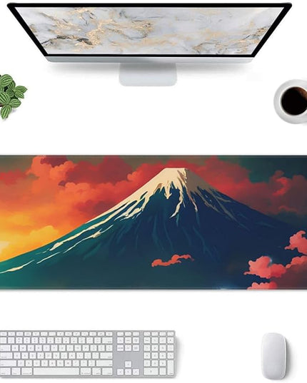 Sunset Pink Clouds Mountain Gaming Mouse Pad XL, Large Non Slip Rubber Mousepad, Stitched Edges Mouse Pads, Long Extended Mouse Pad,31.5'' X 11.8''