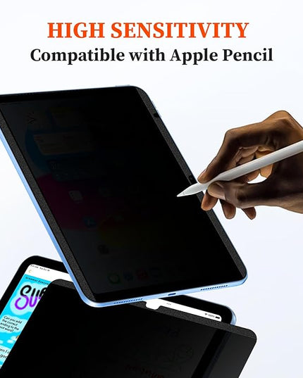 Upgraded 360° Magnetic Privacy Screen Protector for iPad 10th generation (2022) / 11th generation (2025) (Landscape+Portrait Privacy), Removable 4-Way Anti Spy Screen Film, Anti Glare Blue Light Filter, High Sensitive Bubble Free Screen