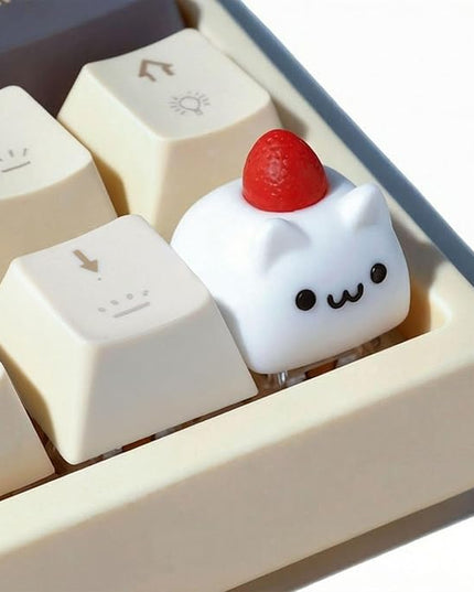 Artisan Keycaps, Cute Custom Couple Rabbits Key Caps for MX Mechanical Keyboard, Resin Handmade 1U Replacement for Esc Arrow Keys - Strawberry Rabbit