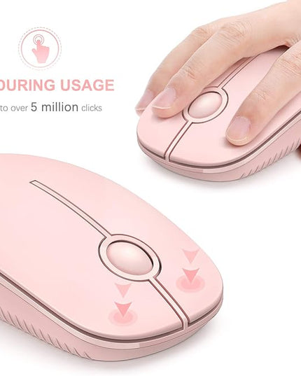 VssoPlor Wireless Mouse, 2.4G Slim Portable Computer Laptop Mouse with Nano Receiver Quiet Silent Optical Mice for Notebook, PC, Laptop, Computer-Pure Pink