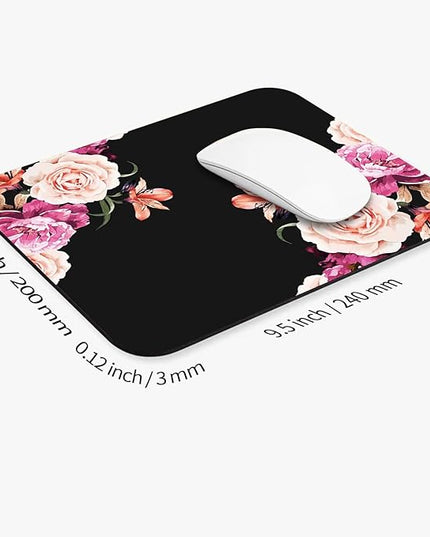Square Mouse Pad Pretty Peony Flower, Personalized Premium-Textured Custom Mouse Mat Design, Washable Mousepad Cloth, Non-Slip Rubber Base Computer Mouse Pads for Wireless Mouse