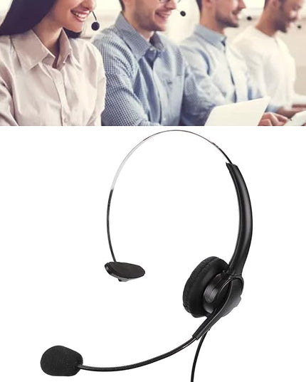 SparkFeng RJ9 Telephone Headset, Professional Call Center Headset with Noise Reduction Microphone, Wired Office Headset for Customer Service, Lightweight Comfortable Earphones with Adjustabl