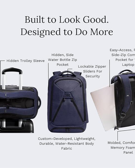 Knack Series 1 Laptop Backpack Fits up to 15 Inch - Knack Bags Carry-On Backpack, TSA Approved, Expandable Travel Backpacks With 3 Day Outfit Capacity (Dark Blue, Medium)