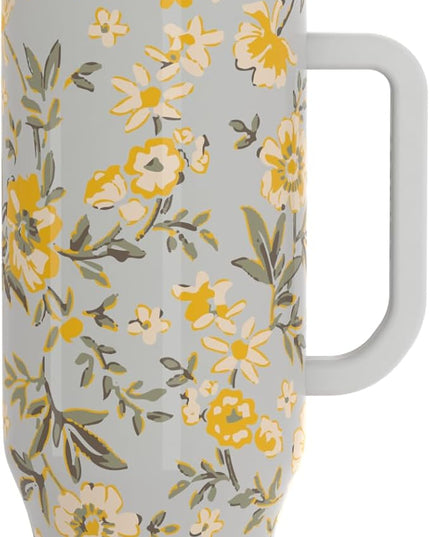Coldest Tumbler with Handle and Straw - 100% Leak Proof Insulated Tumbler with Lid and Straw (3 Lids) - Stainless Steel Tumblers for Women & Men - Cup Holder Friendly Base, 46 oz (Summer Dress)