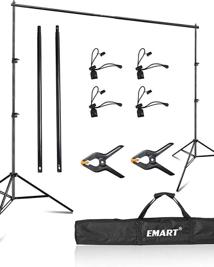 EMART Photography Backdrop Stand, 8 x 8 ft Adjustable Photo Background Holder, Back Drop Banner Support Frame Kit for Photoshoot Video Studio, Birthday Party