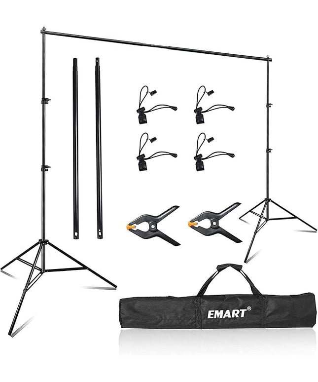 EMART Photography Backdrop Stand, 8 x 8 ft Adjustable Photo Background Holder, Back Drop Banner Support Frame Kit for Photoshoot Video Studio, Birthday Party