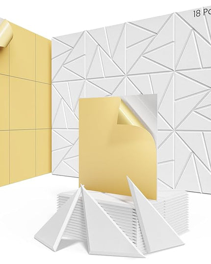 18 pack Acoustic Panels With Self-Adhesive, 12"X 12"X 0.4"Sound Proof Foam Panels, Sound Panels High Density, Soundproof Wall Panels for Home Studio Office-White
