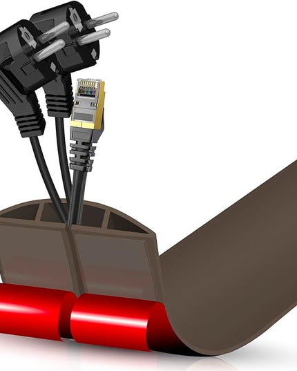 Floor Cord Cover Cable Cavity Self Adhesive Cord Hider Floor Floor Cable Management Power Cord Protector Floor Electric Cord Covers for Offices, Gym, Exhibitions (CoffeeBrown, 2.36" x 3.3')