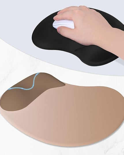 ITNRSIIET Ergonomic Mouse Pad, Cushioned Gel Wrist Rest, Non-Slip Base, Smooth Surface, Cute Multi-Color, 9.5 x 8.2 in, Soft Brown Gradient
