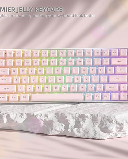 Womier Pink Jelly Keycaps, Mechanical Keyboard for keycaps Set, OEM Profile Key Cap, 113-Key Cute Custom Keycaps for 60%,75%,100% Mechanical Keyboards with Cherry/Gateron MX Switches