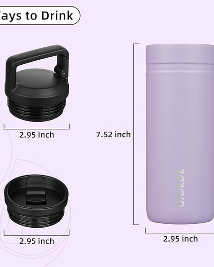 BJPKPK Insulated Water Bottle with 2 Lids,20 oz Double Wall Stainless Steel Vacuum Tumbler Travel Coffee Mug,Wide Mouth Thermal Cup,Purple