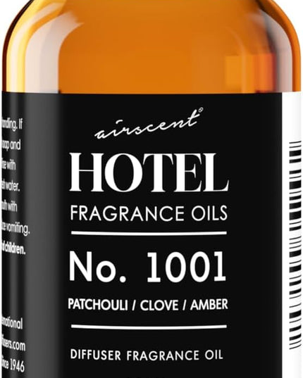 AirScent Hotel Diffuser Oil No. 1001 - Patchouli Clove Amber - Hotel Scent Dupe - Premium Fragrance Oil for Ultrasonic and Waterless Diffusers - 10 mL, .34 fl oz Glass Dropper Bottle
