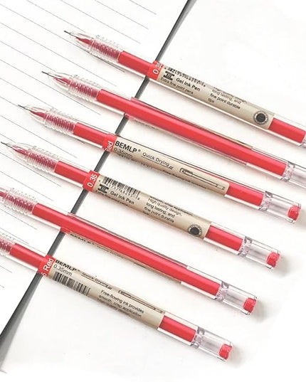 BEMLP Gel Pen 0.35mm Red Ink Pen Maker Pen School Office student Exam Writing Stationery Supply Technical Pens 12 Pcs/Set (Red)