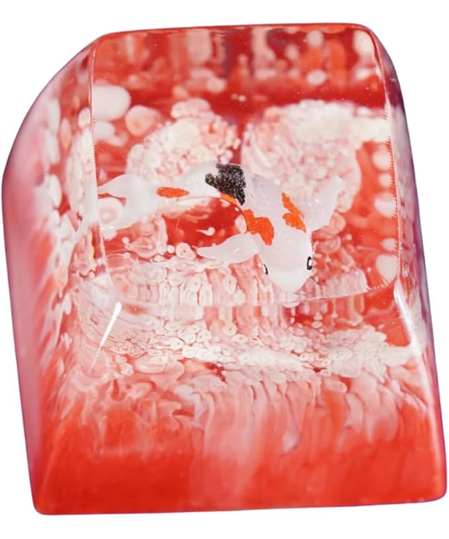 Koi Fish Artisan Keycap Pastel Orange Ocean R1 SA Profile Custom Keycaps 1U ESC Handmade Gaming Resin Key Cap Cherry MX Switch Compatible Mechanical Keyboard Koi Lover Gift