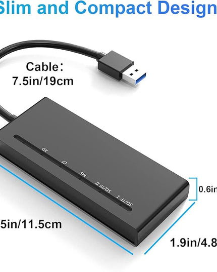 USB3.0 Multi SD Card Reader, SD/TF/Micro SD/CF/MS/XD 7-in-1 5Gbps High Speed Memory Card Reader for SDXC SDHC TF Micro SD CF MS MMC Card, Sony Memory Stick Pro Duo Adapter Read 5 Cards Simultaneously