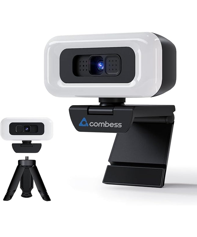 Webcam for PC - PC Camera Webcam 1080P, Desktop Computer Web cam with Privacy Shutter and Tripod Autofocus, Dual Noise-USB Plug&Play,Cancelling Mics,Auto Light Correction,