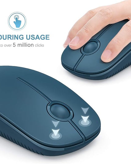 VssoPlor Wireless Mouse, 2.4G Slim Portable Computer Laptop Mouse with Nano Receiver Quiet Silent Optical Mice for Notebook, PC, Laptop, Computer-Sapphire Blue